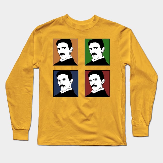 Tesla Pop Art Quads Long Sleeve T-Shirt by shellysom91